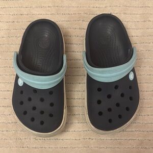 CROCS Black and Blue Perforated Slippers